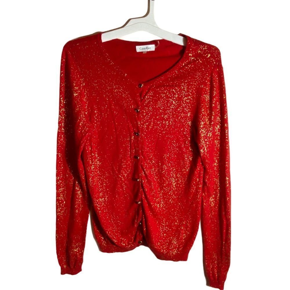 Calvin Klein Metallic Cardigan Sweater